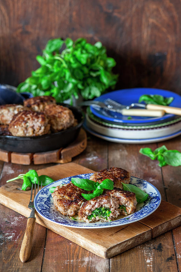 Minced Meat Cakes balls With Herbs Butter Filling Photograph by Irina Meliukh