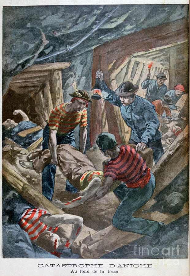 Mine Collapse, Aniche, France, 1900 Drawing by Print Collector