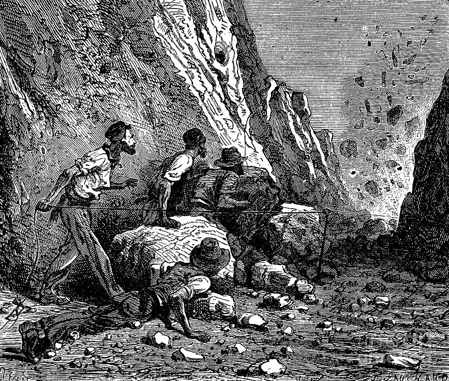 Miners Blasting, 1879. Artist Anon Drawing by Print Collector