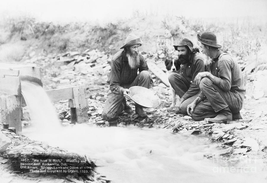 Dog Photograph - Miners Panning For Gold by Bettmann