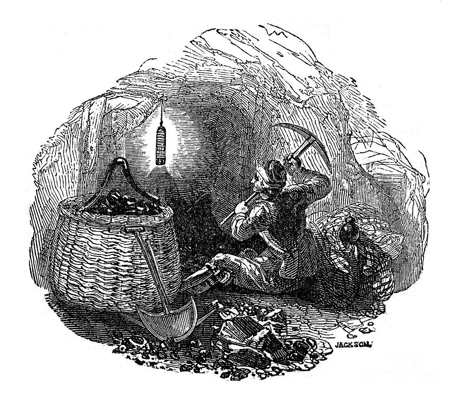 Miners Safety Lamp, 1833.artist Jackson Drawing by Print Collector