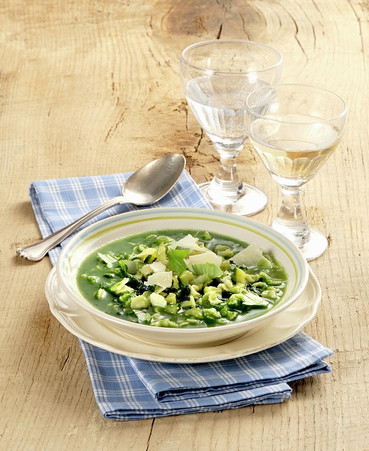Minestra Verde green Vegetable Soup, Italy Photograph by Franco Pizzochero