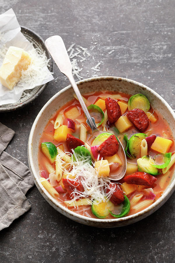 Minestrone With Turnips And Brussels Sprouts Photograph by Mathias Neubauer / Stockfood Studios