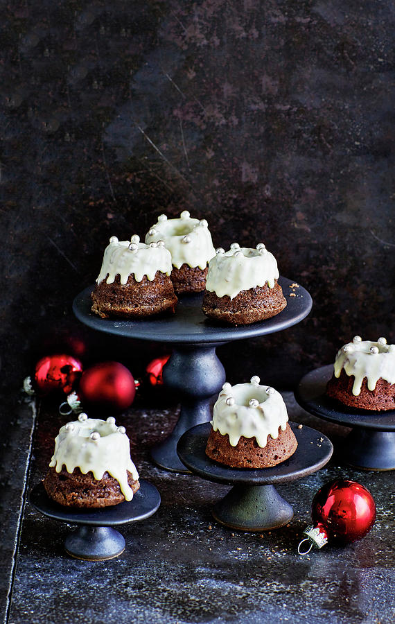 Mini Bundt Cakes With Frosting For Christmas Photograph by Jalag / Julia Hoersch