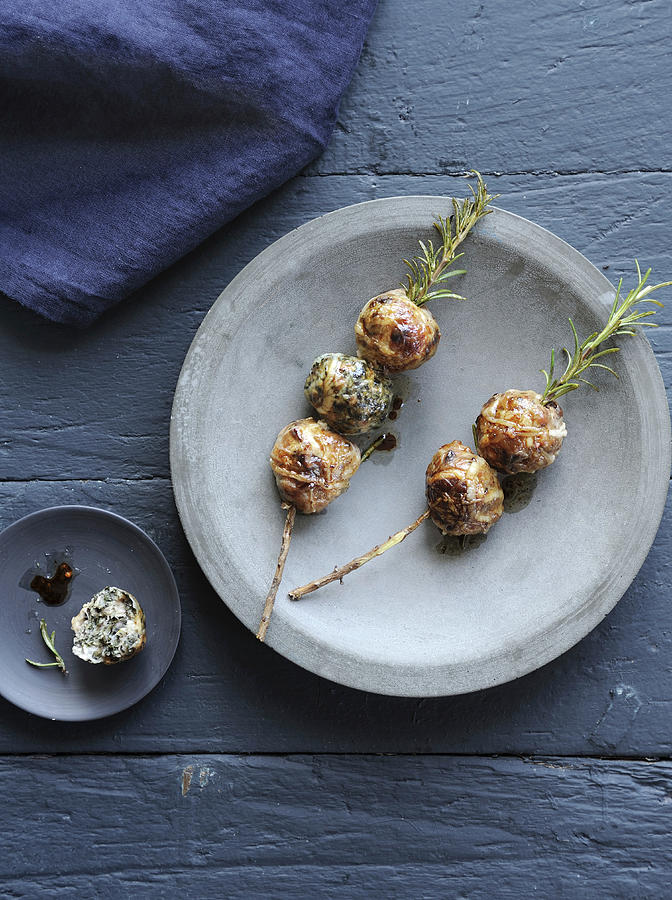 Mini Caillette And Rosemary Brochettes Photograph by Carnet