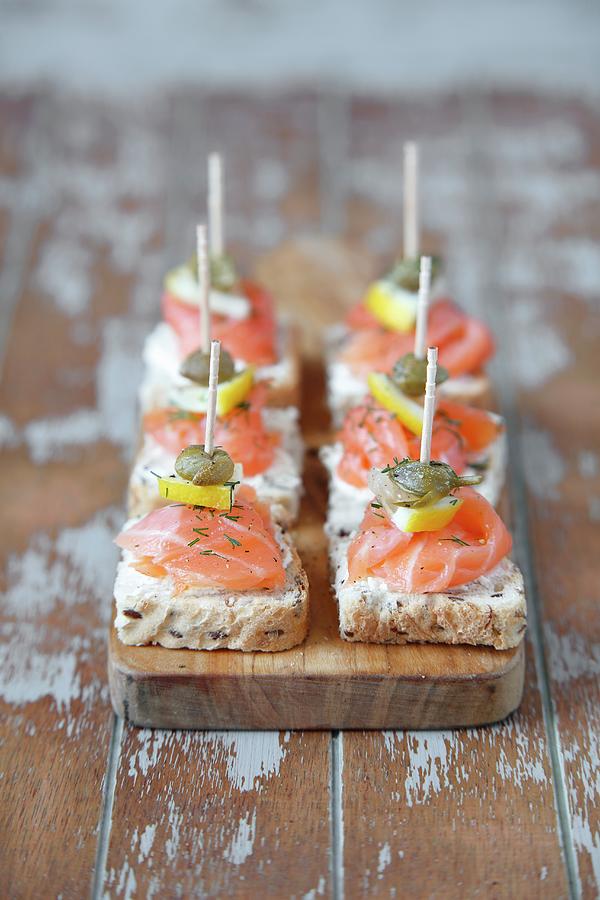 Mini Canaps With Smoked Salmon And Capers Photograph by Rua Castilho
