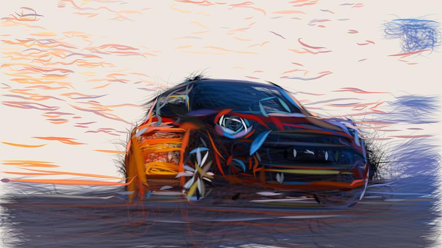Mini Cooper S Drawing Digital Art by CarsToon Concept