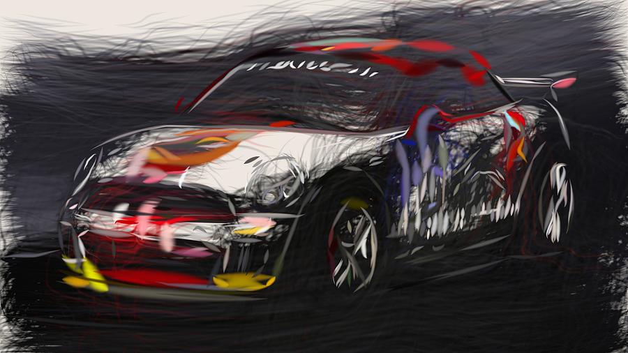 Mini Coupe Endurance Draw Digital Art by CarsToon Concept
