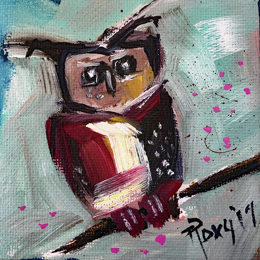 Mini Owl 1 Painting by Roxy Rich