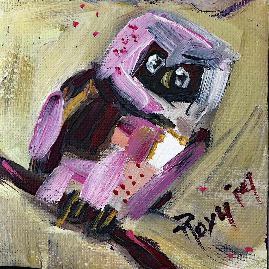 Mini Owl 2 Painting by Roxy Rich Mini Owl 2 Painting by Roxy Rich