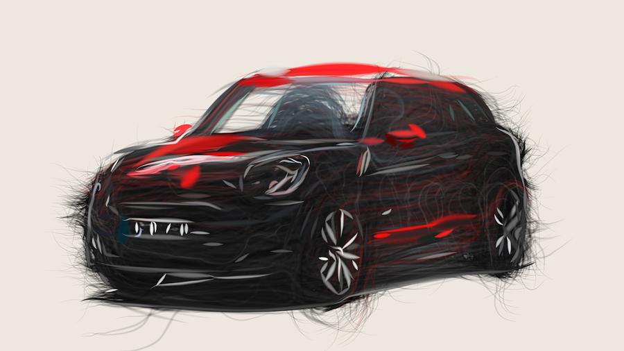 Mini Paceman Drawing Digital Art by CarsToon Concept