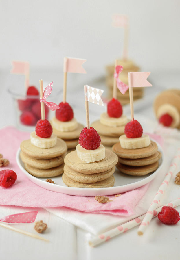 Mini Pancake Stacks For A Childs Birthday Party Photograph by Mara Wallinger