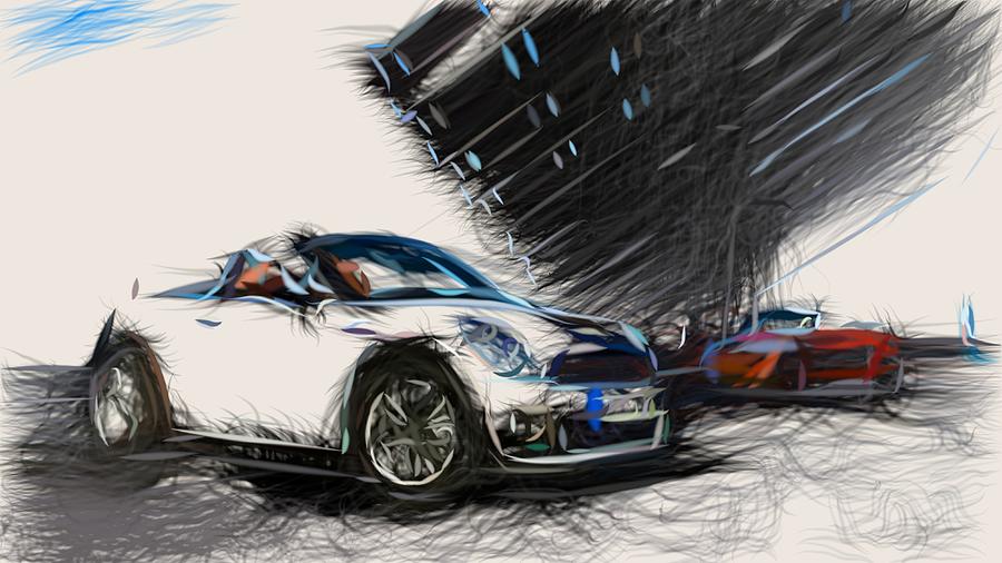Mini Roadster Convertible Draw Digital Art by CarsToon Concept