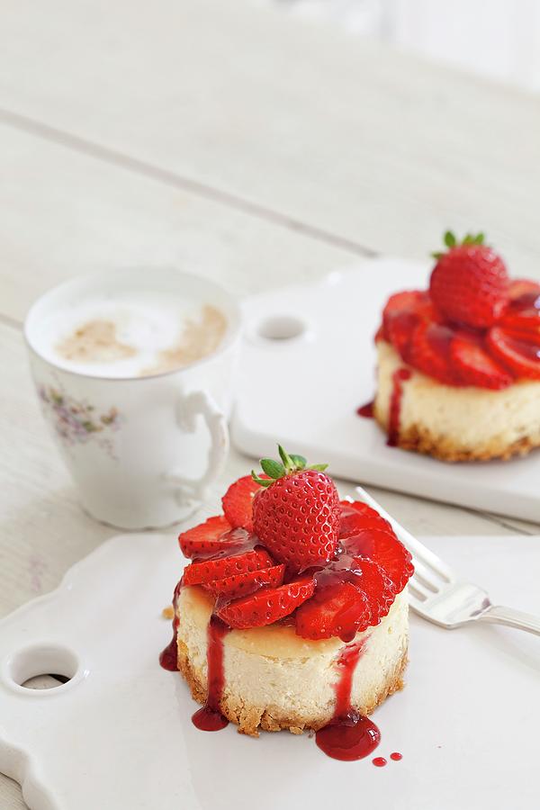 Mini Strawberry Cheesecakes Photograph by Jalag / Jan C. Brettschneider