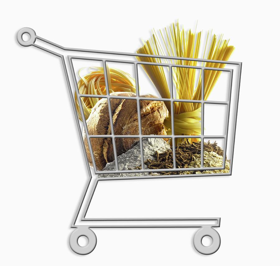 Mini Supermarket Trolley Full Of Granary Products Photograph by Studio