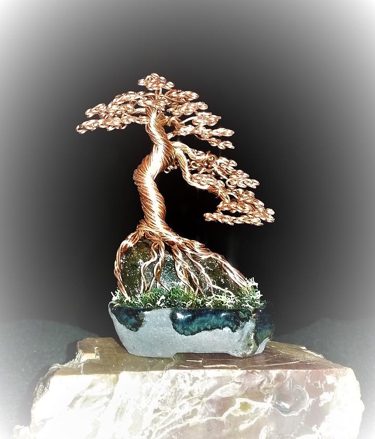Tree Sculpture - Mini wire tree in copper #190 By Rick Skursky by Ricks Tree Art