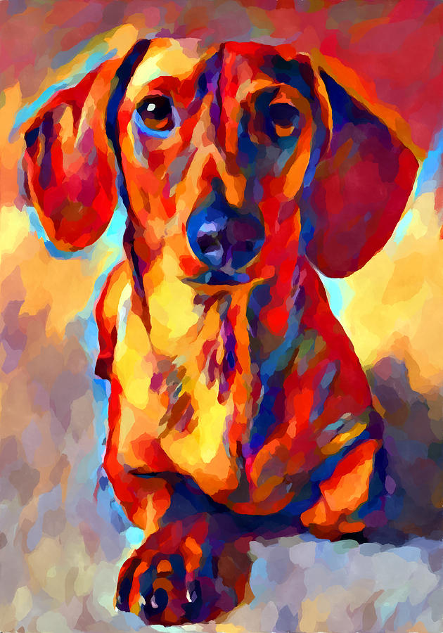 Nature Painting - Miniature Dachshund 2 by Chris Butler