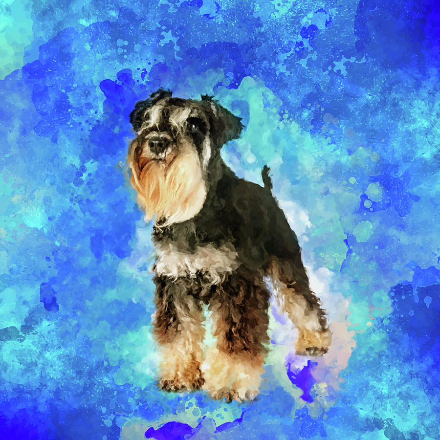 Miniature Schnauzer Watercolor Digital Art by Lioudmila Perry