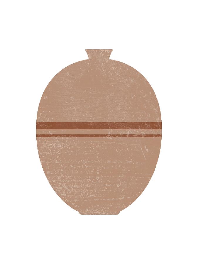 Minimal Abstract Greek Pottery 2 - Lebes - Terracotta Series - Modern, Contemporary Print - Beige Mixed Media