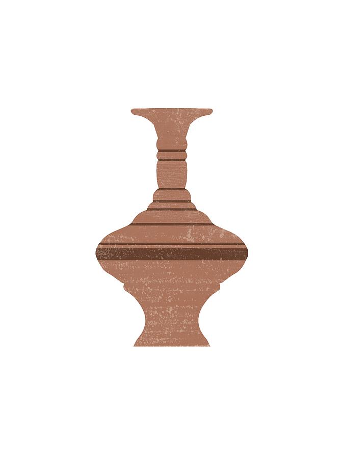 Minimal Abstract Greek Vase 12 - Loutrophoros - Terracotta Series - Modern, Contemporary Print - Tan Mixed Media by Studio Grafiikka