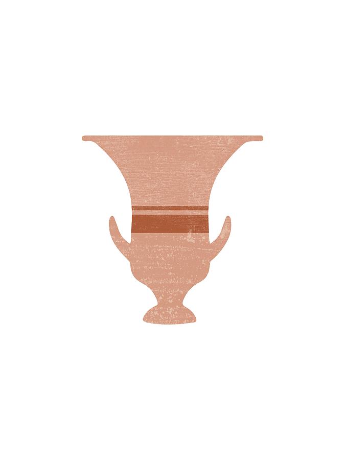 Minimal Abstract Greek Vase 13 - Calyx Krater - Terracotta Series - Modern, Contemporary Print Mixed Media