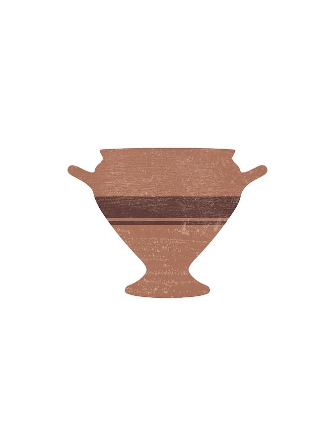Minimal Abstract Greek Vase 15 - Bell Krater - Terracotta Series - Modern, Contemporary Print Mixed Media