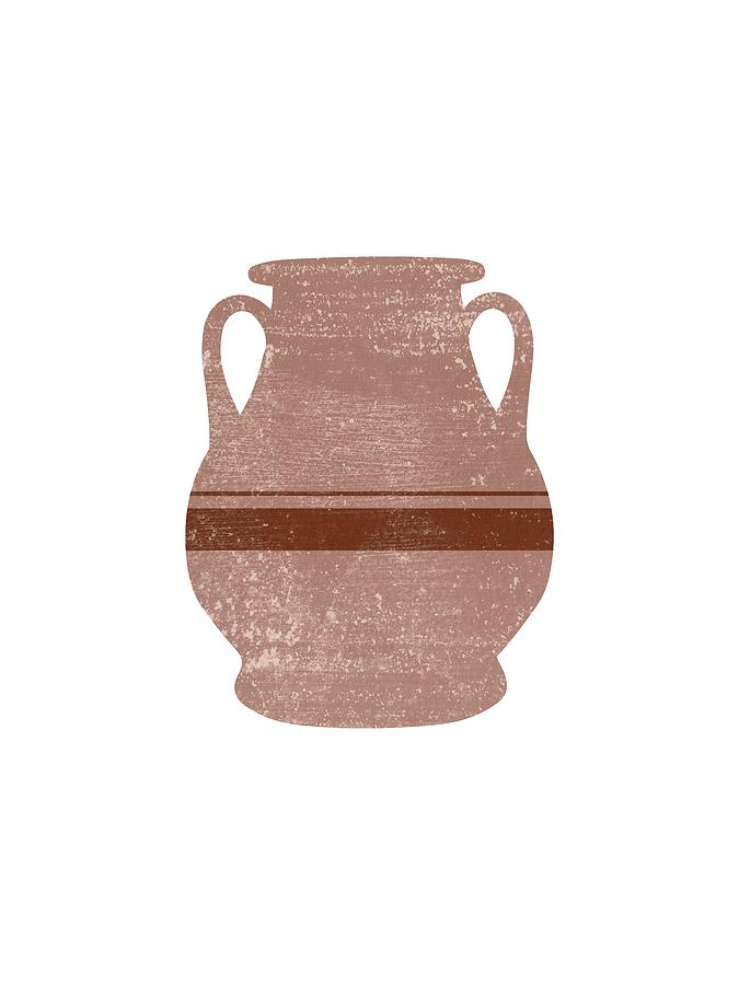 Minimal Abstract Greek Vase 16 - Pelike - Terracotta Series - Modern, Contemporary Print - Tan Mixed Media by Studio Grafiikka