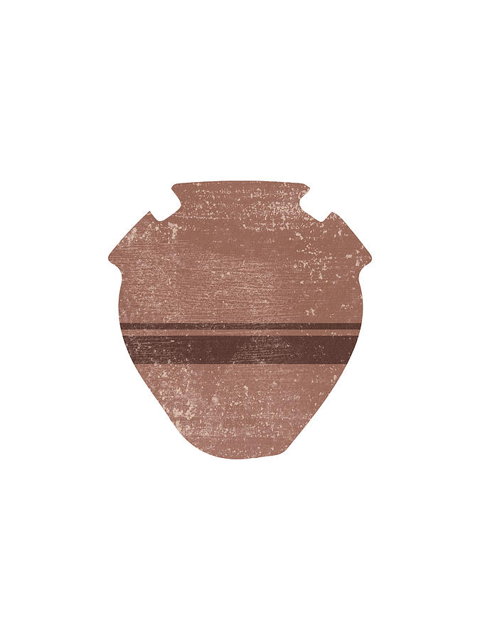 Minimal Abstract Greek Vase 19 - Psykter - Terracotta Series - Modern, Contemporary Print - Brown Mixed Media