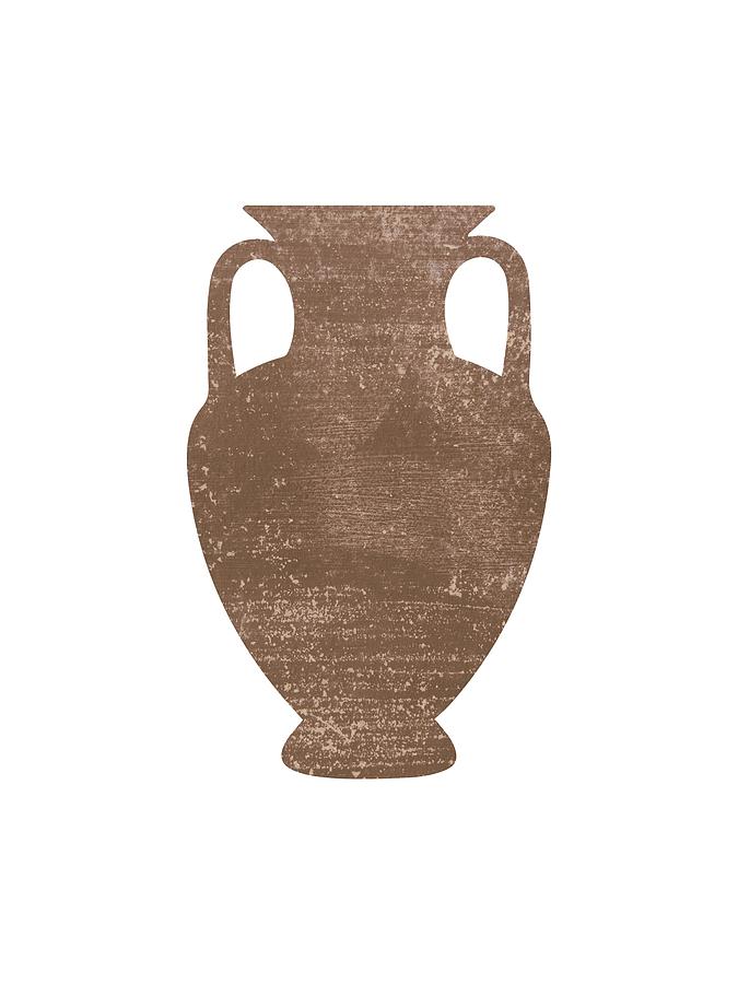 Minimal Abstract Greek Vase 3 - Amphora - Terracotta Series - Modern, Contemporary Print - Sepia Mixed Media by Studio Grafiikka