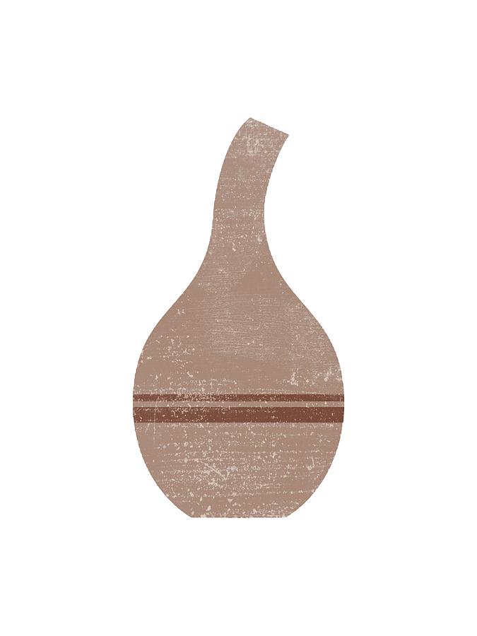 Minimal Abstract Greek Vase 4 - Terracotta Series - Modern, Contemporary Print - Sepia, Tan, Brown Mixed Media by Studio Grafiikka