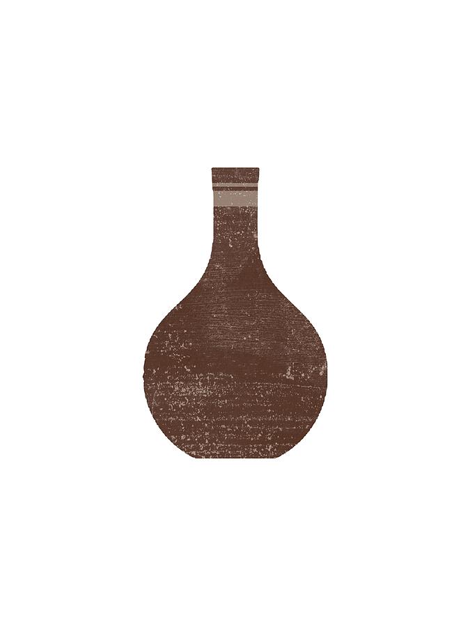 Minimal Abstract Greek Vase 5 - Hydria - Terracotta Series - Modern, Contemporary Print - Brown Mixed Media