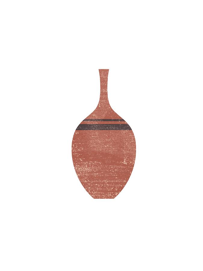 Greek Mixed Media - Minimal Abstract Greek Vase 6 - Alabastron - Terracotta Series - Modern, Contemporary Print - Brown by Studio Grafiikka