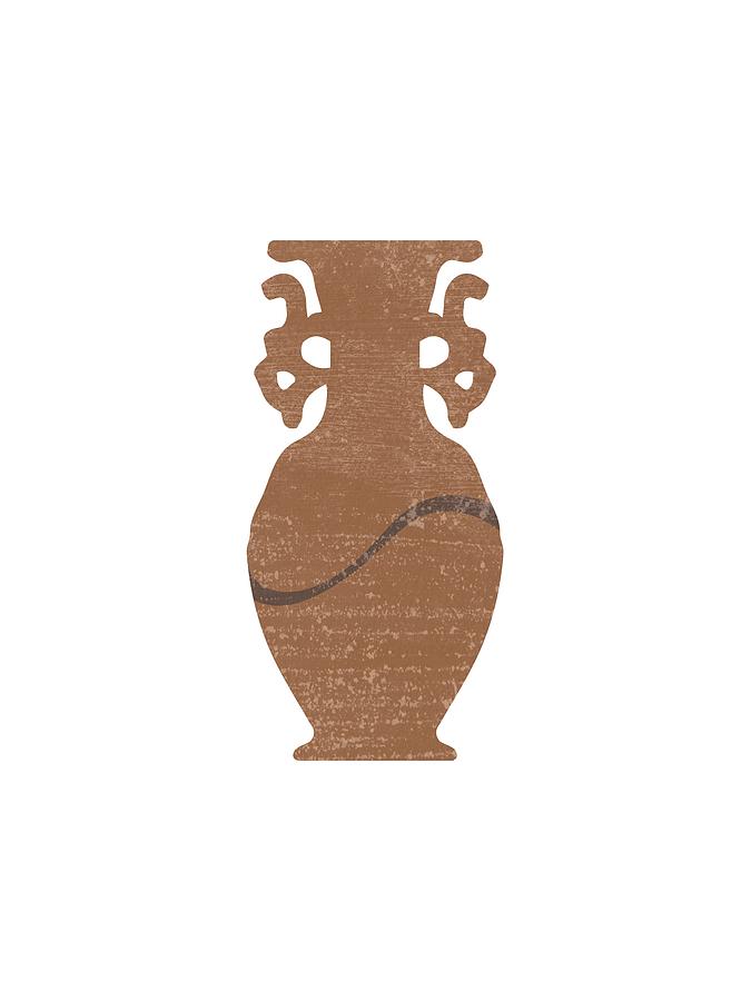 Minimal Abstract Greek Vase 8 - Krater - Terracotta Series - Modern, Contemporary Print - Sepia Mixed Media by Studio Grafiikka