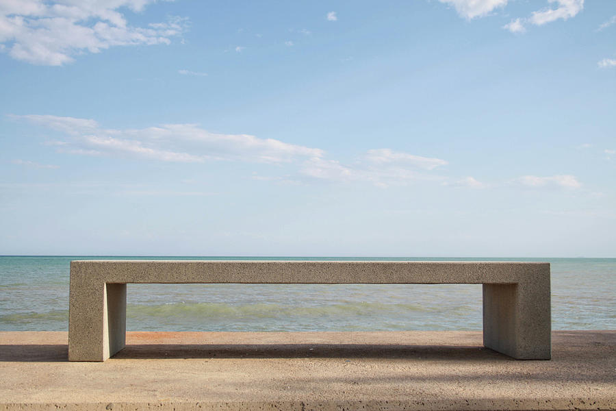 Minimal Bench Front Of Sea Photograph by Marole