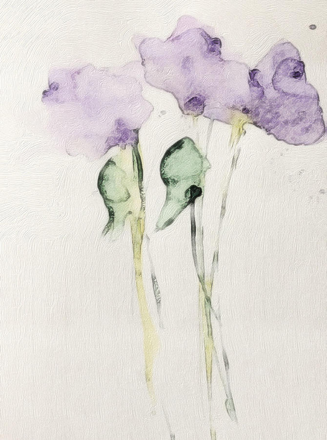 Minimalist Art - Purple Flowers Mixed Media by Britta Zehm