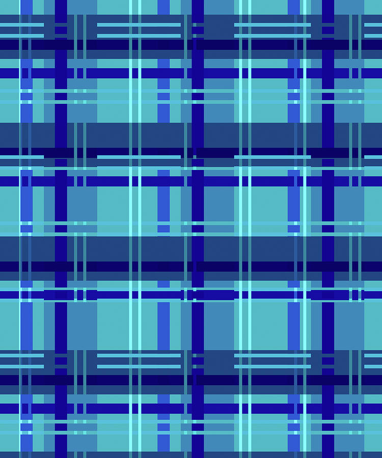 Pattern Mixed Media - Minimalist Blue Plaid Design 05 by Lightboxjournal