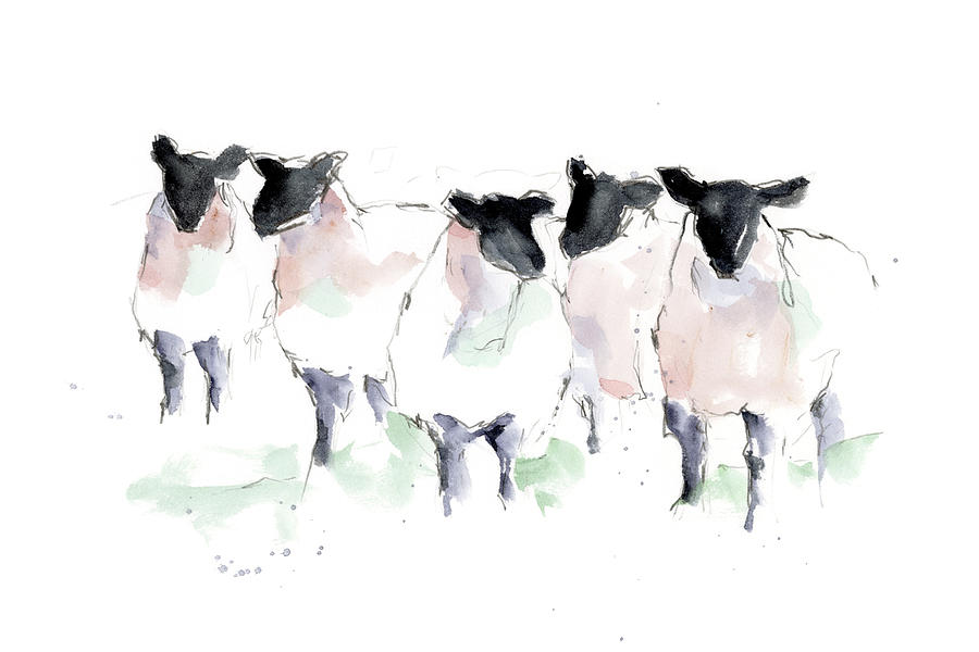 Farm Painting - Minimalist Watercolor Sheep I by Ethan Harper