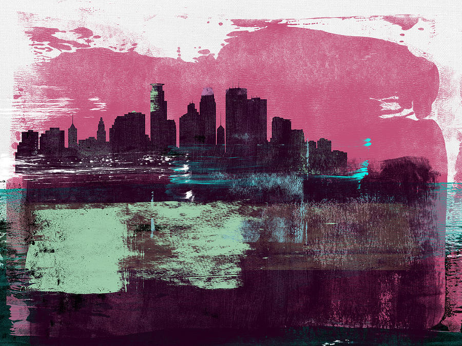 Minneapolis Mixed Media - Minneapolis Abstract Skyline I by Naxart Studio