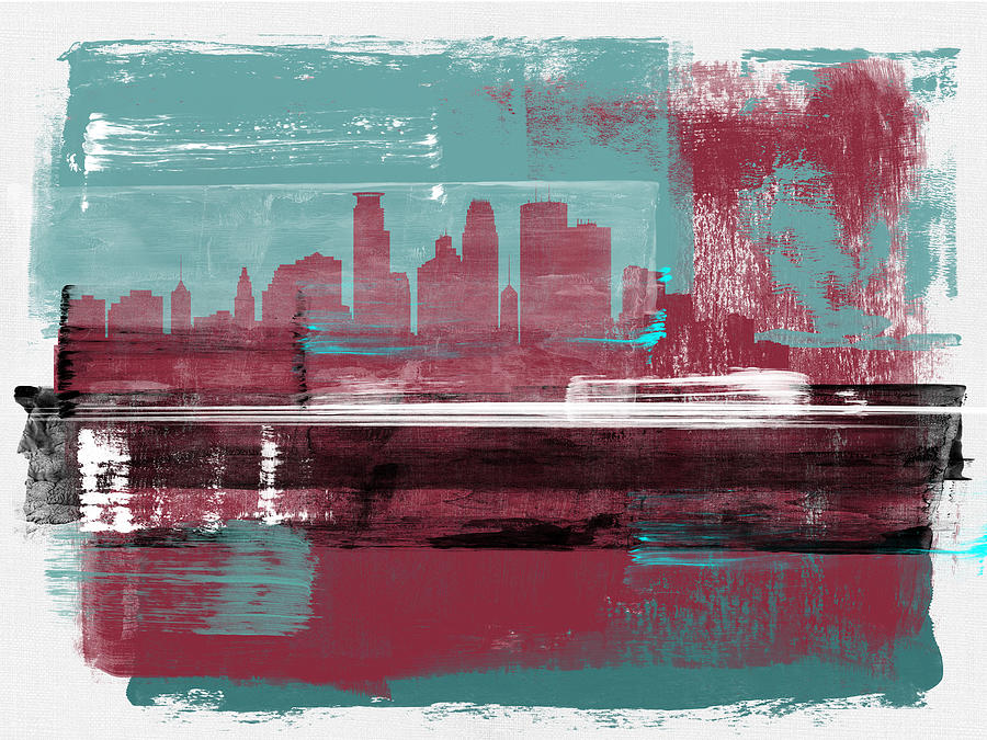 Minneapolis Mixed Media - Minneapolis Abstract Skyline II by Naxart Studio