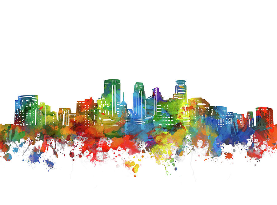 Minneapolis City Skyline Watercolor Digital Art by Bekim M - Fine Art ...