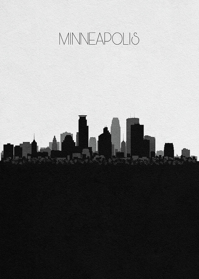Minneapolis Digital Art - Minneapolis Cityscape Art by Inspirowl Design