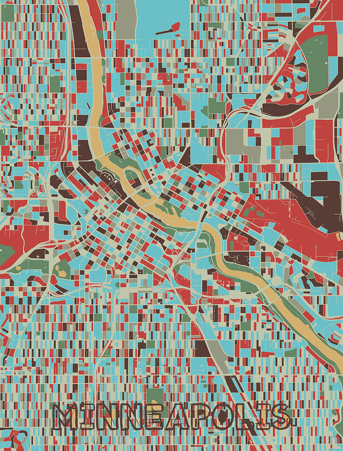Minneapolis Digital Art - Minneapolis Map Retro 3 by Bekim M