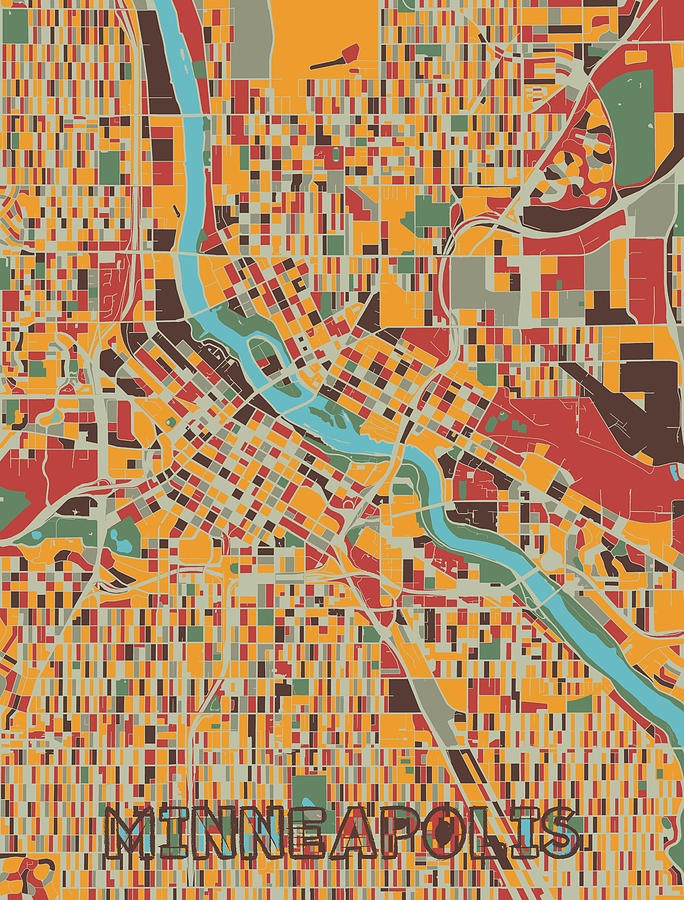 Minneapolis Map Retro Digital Art by Bekim M