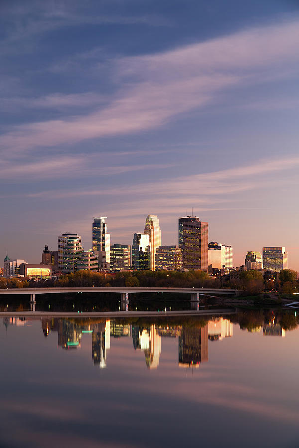 Minneapolis Skyline And Reflection On Photograph by Jimkruger