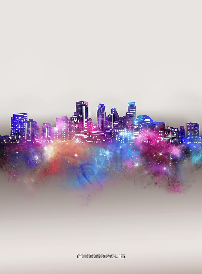 Minneapolis Digital Art - Minneapolis Skyline Galaxy by Bekim M