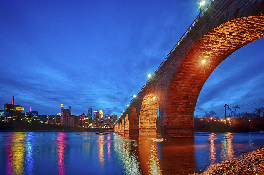 Minneapolis Stone Arch Bridge Signed Photograph by Karen Kelm