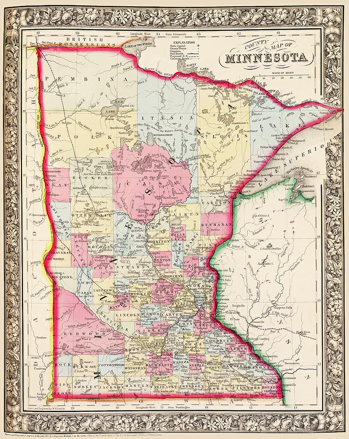 Minnesota County Map Photograph by Phil Cardamone