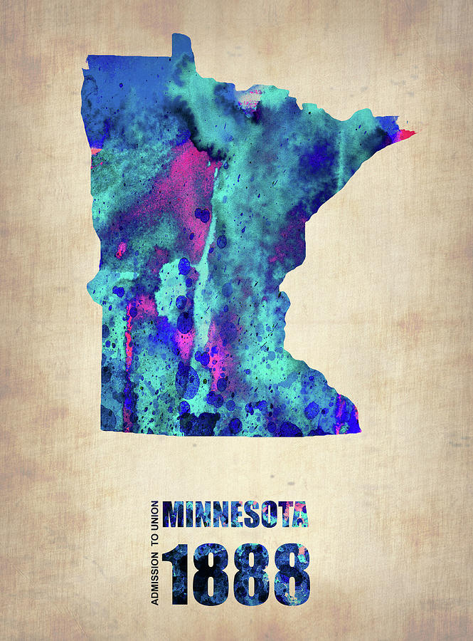 Minnesota Digital Art - Minnesota Map by Naxart Studio