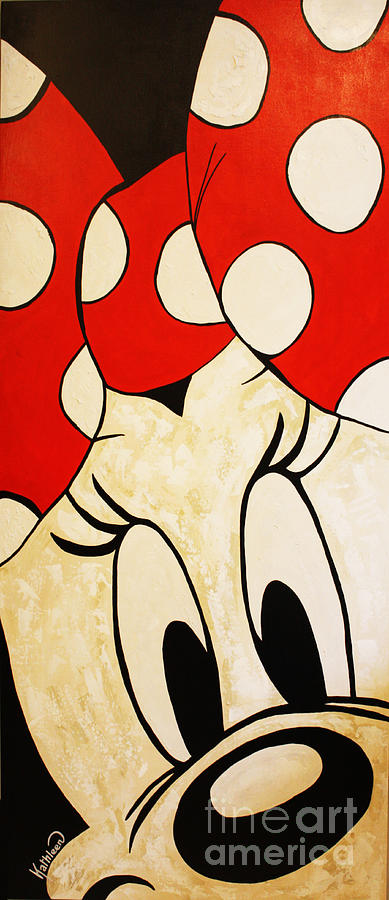 MINNIE MOUSE Face, Acrylic Painting by Kathleen Artist Painting by Kathleen Artist PRO