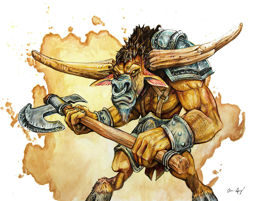 Minotaur Drawing by Aaron Spong